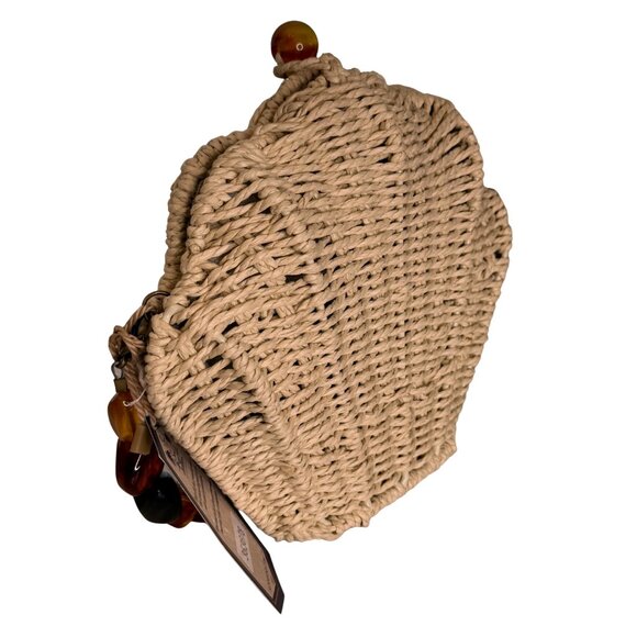 Sun n Sand‎ Woven Shell Clutch Handbag with Amber Beaded Strap - NWT - Picture 2 of 7